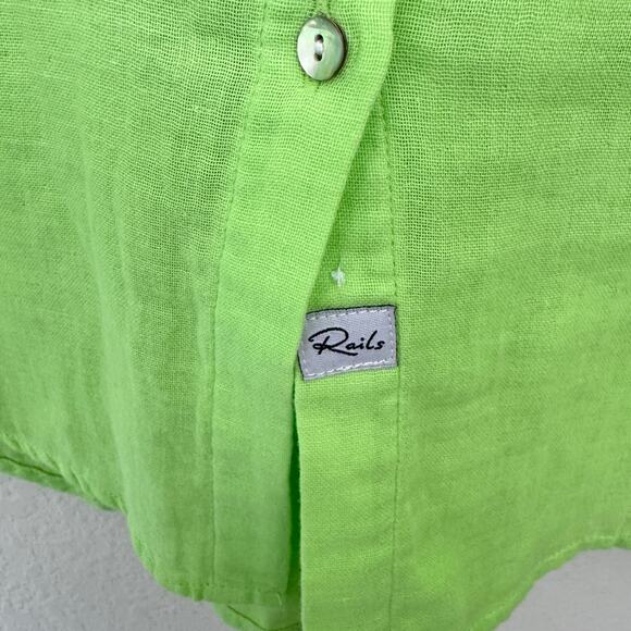 Rails Women Ellis Button Shirt Size L Organic Cotton Lightweight Jade Lime Green - Picture 6 of 11